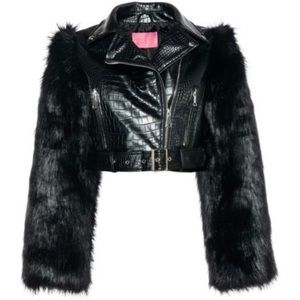 Black Cropped Textured Jacket